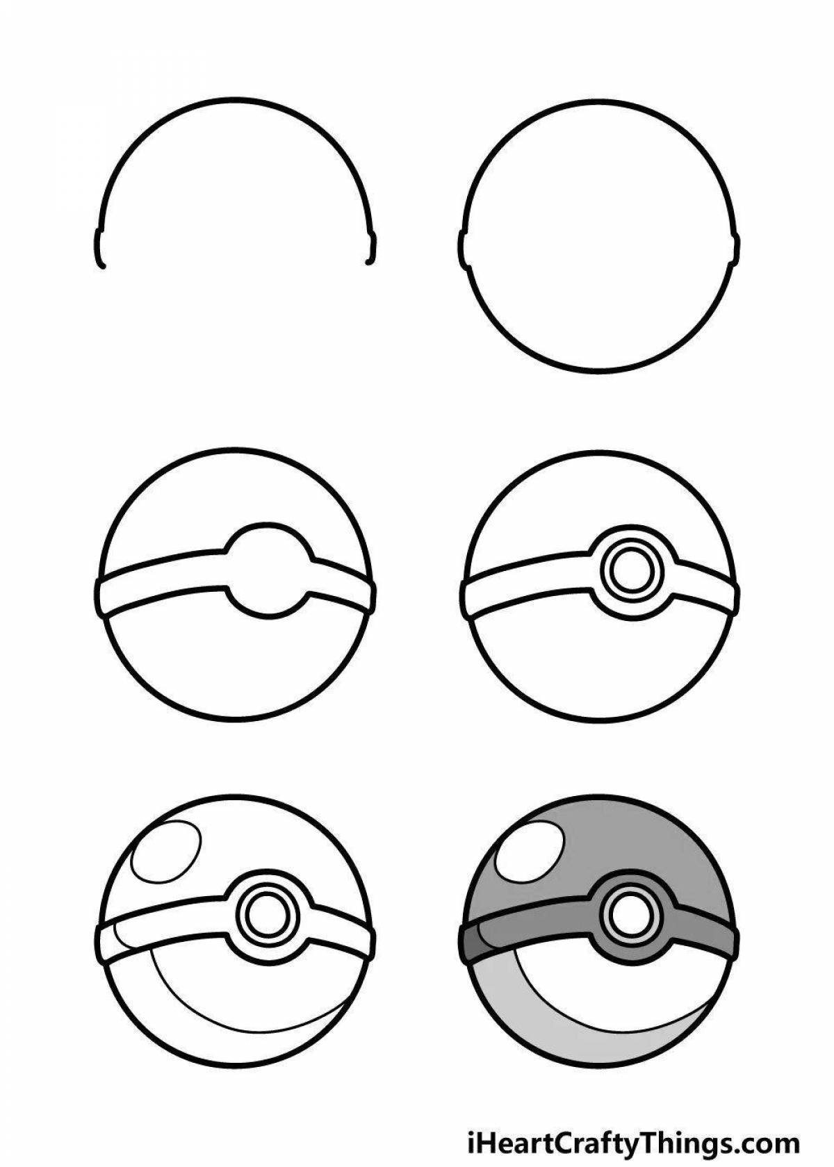 Coloring page sweet pikachu and pokeball