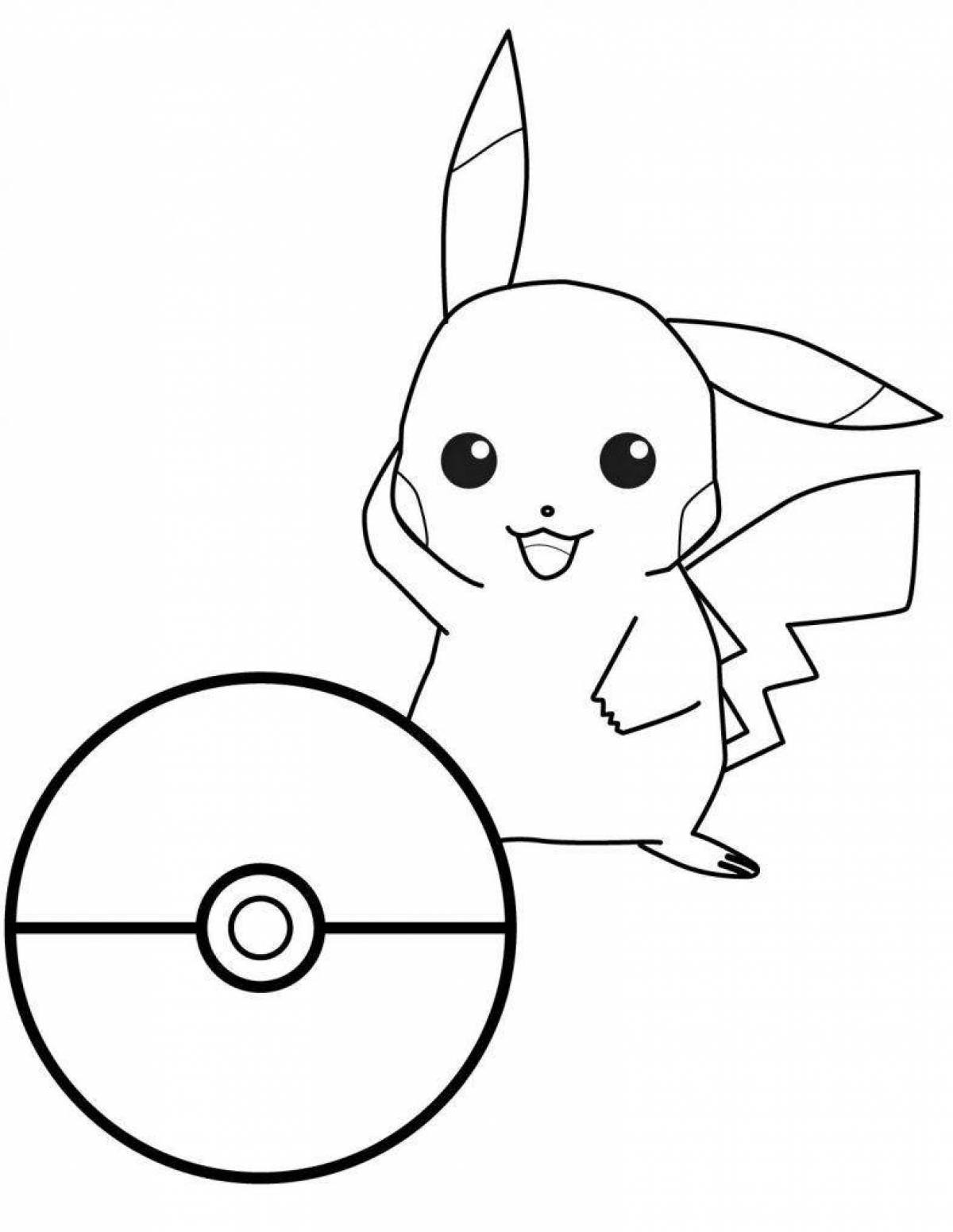 Animated pikachu and pokeball coloring page