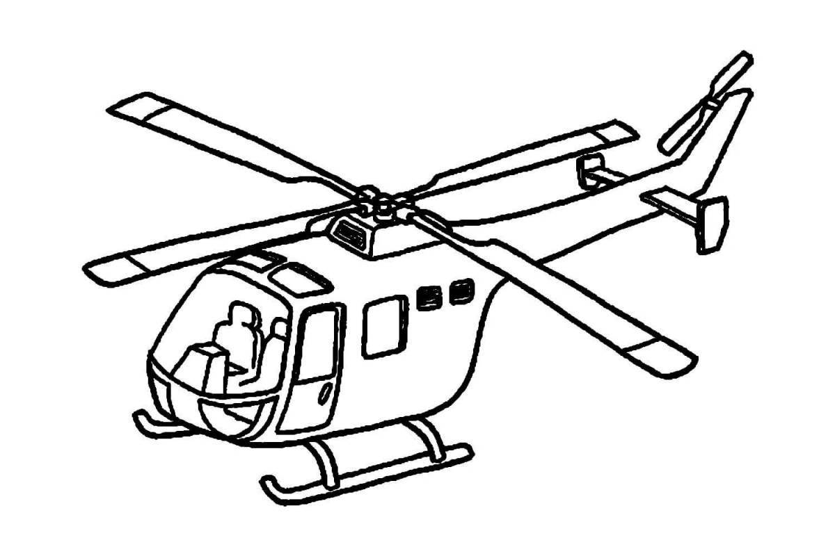 Яркая раскраска вертолета для детей