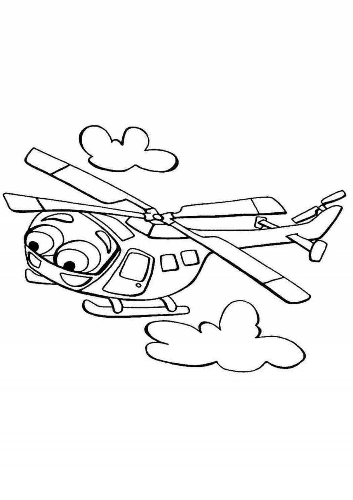 Funny helicopter coloring book for kids