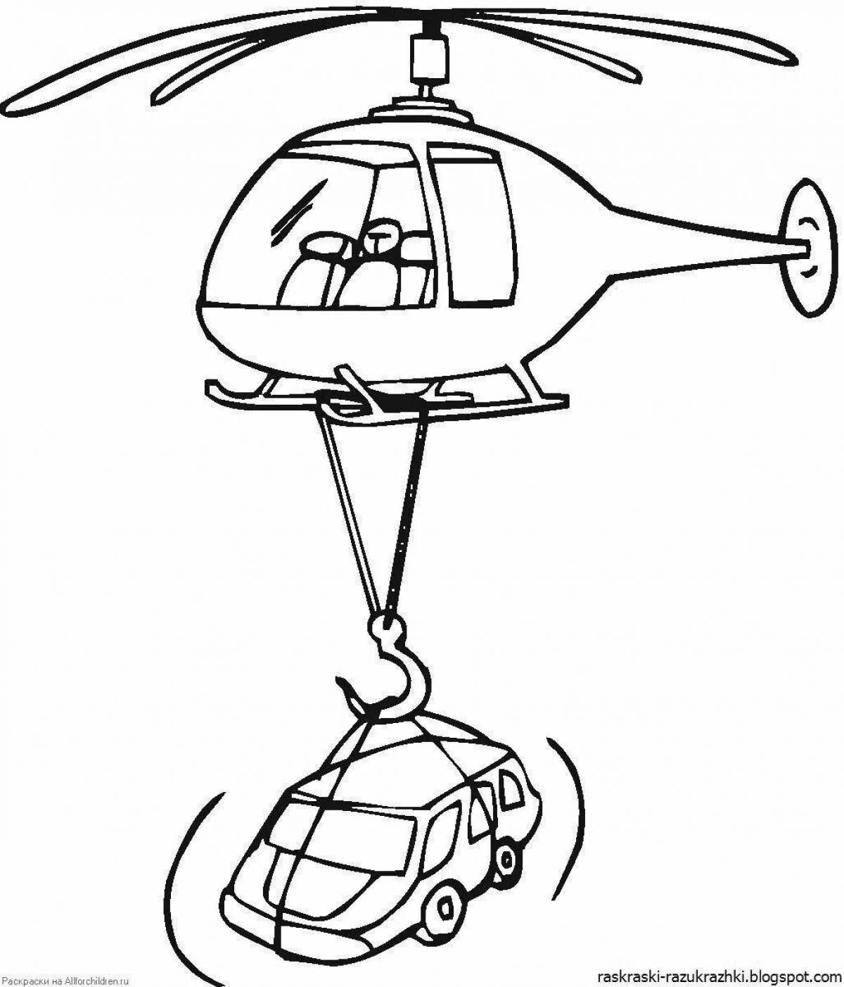 Раскраска очаровательный вертолет для детей