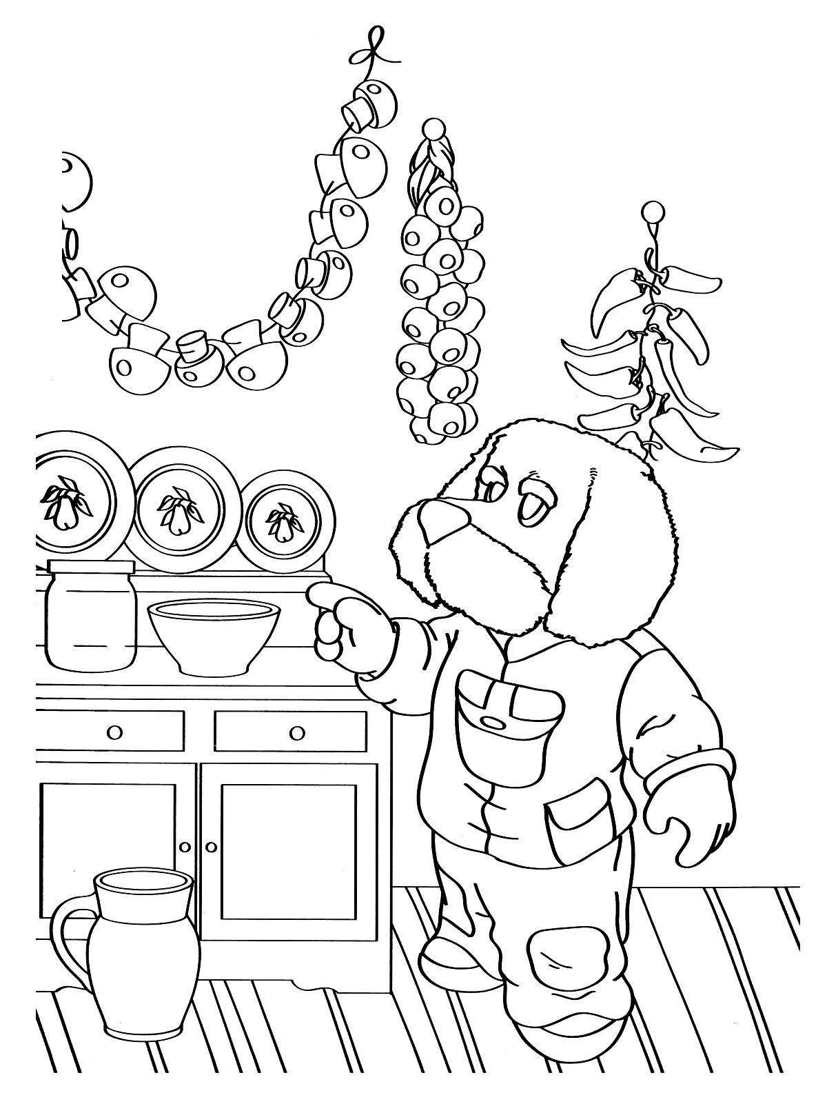 Coloring page delightful pig and stepashka