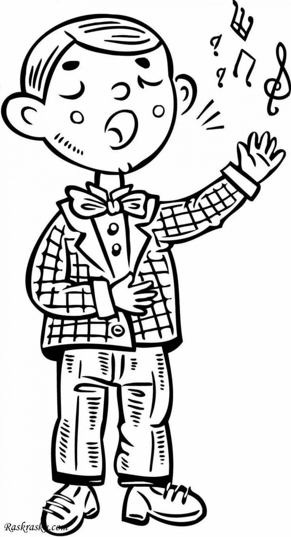 Jolly singer coloring pages for kids