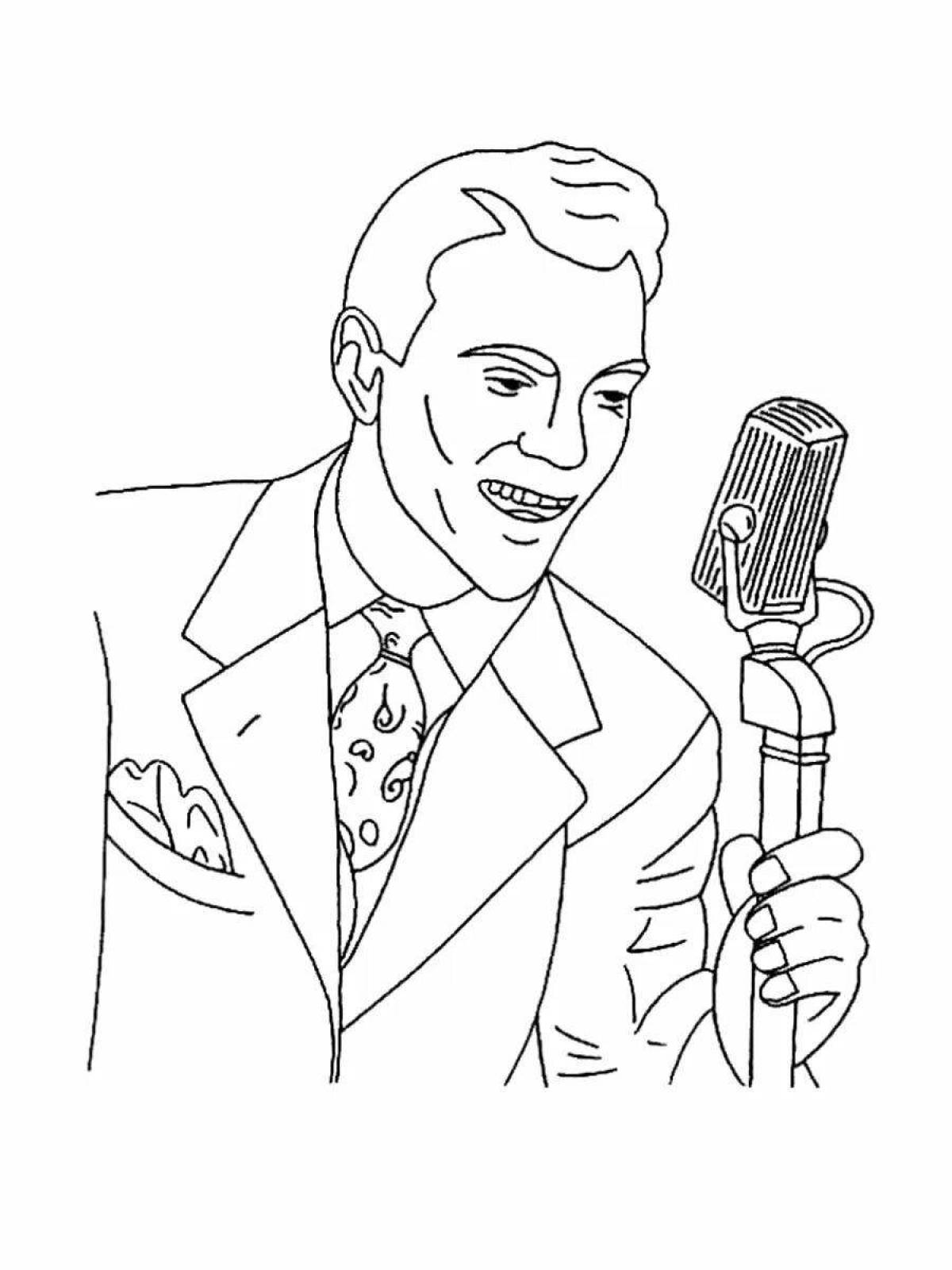 Playful singer coloring page for kids