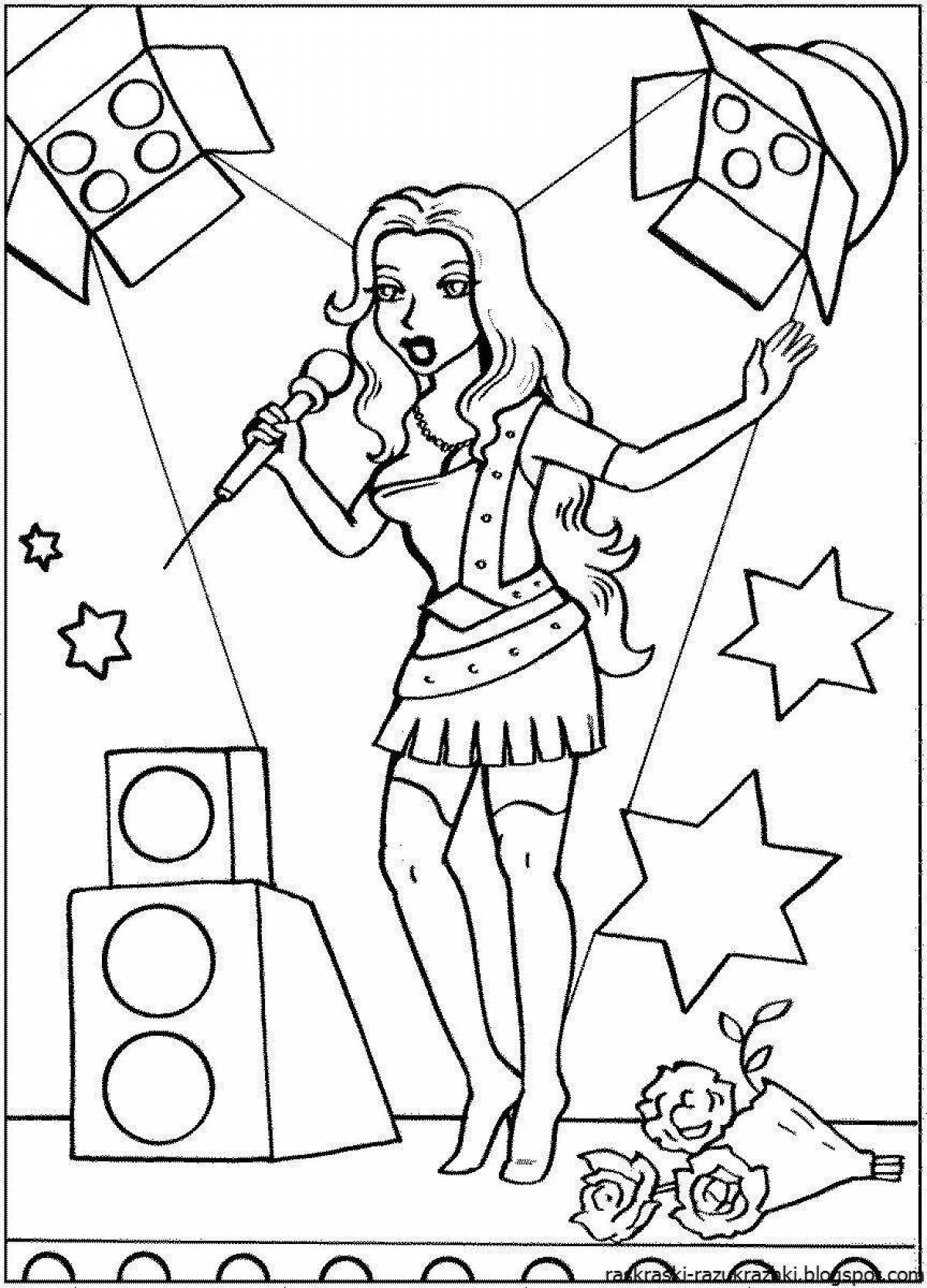 Animated coloring book singer for kids