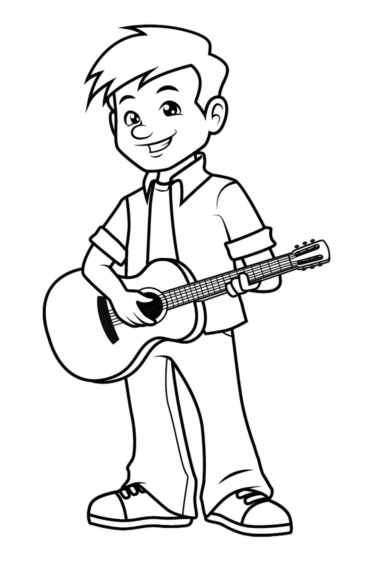 Glowing singer coloring page for kids