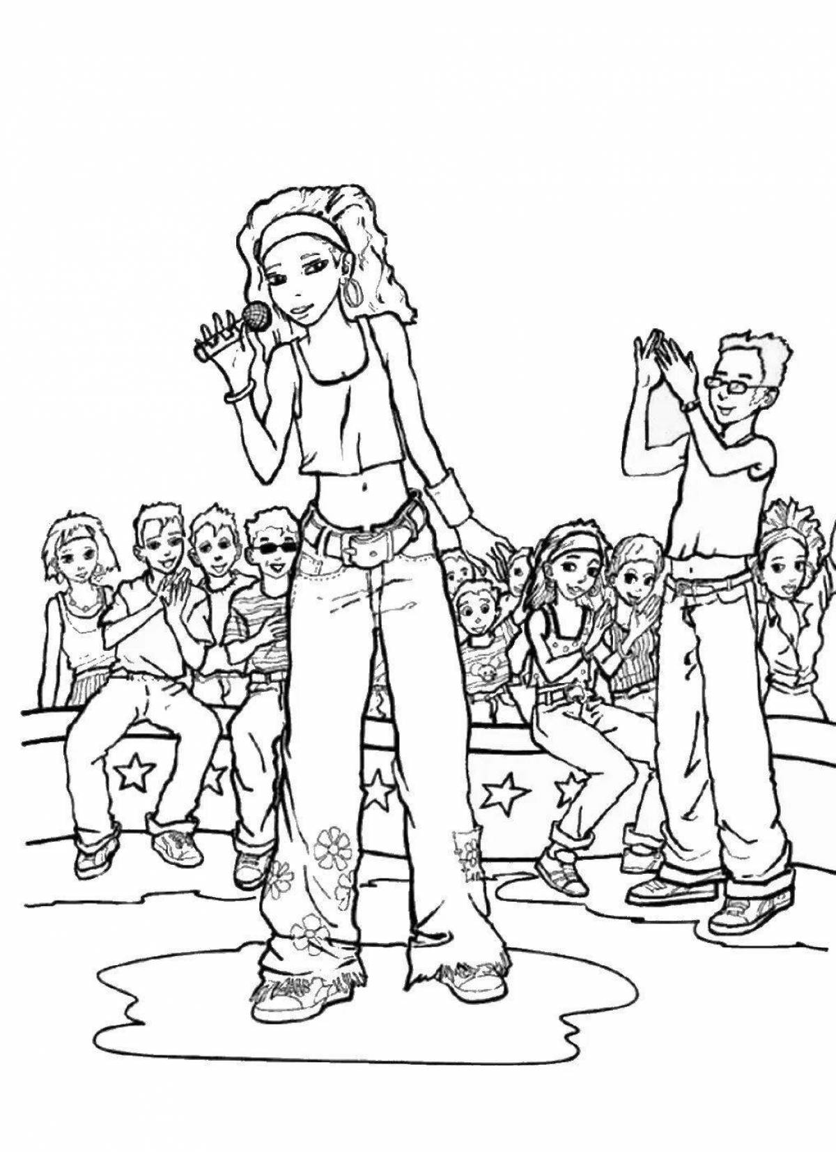 Holiday singer coloring pages for kids