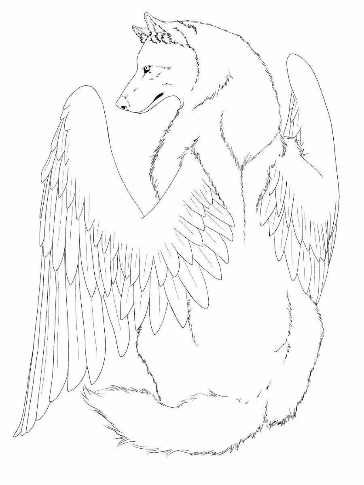 Fancy coloring dog with wings