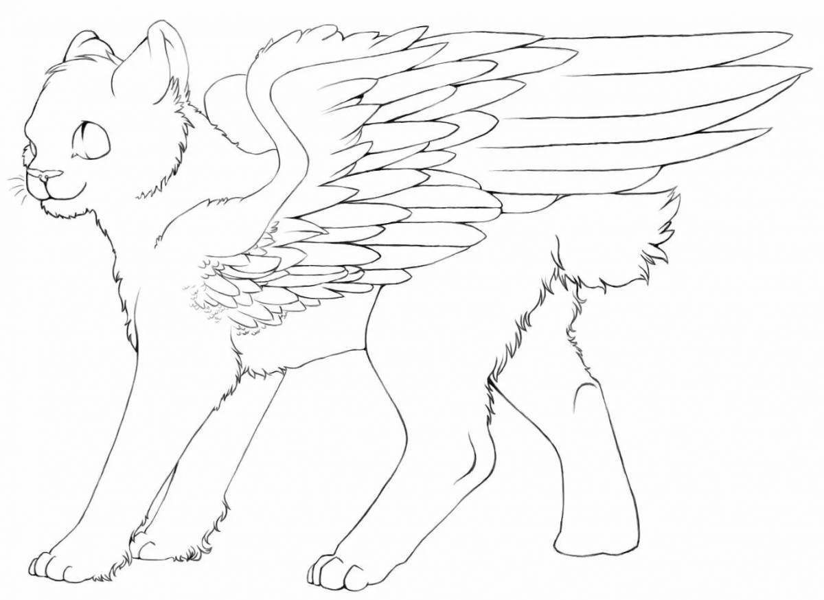 Violent coloring dog with wings