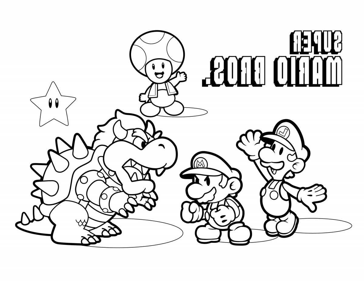 Colorful mario by numbers coloring book