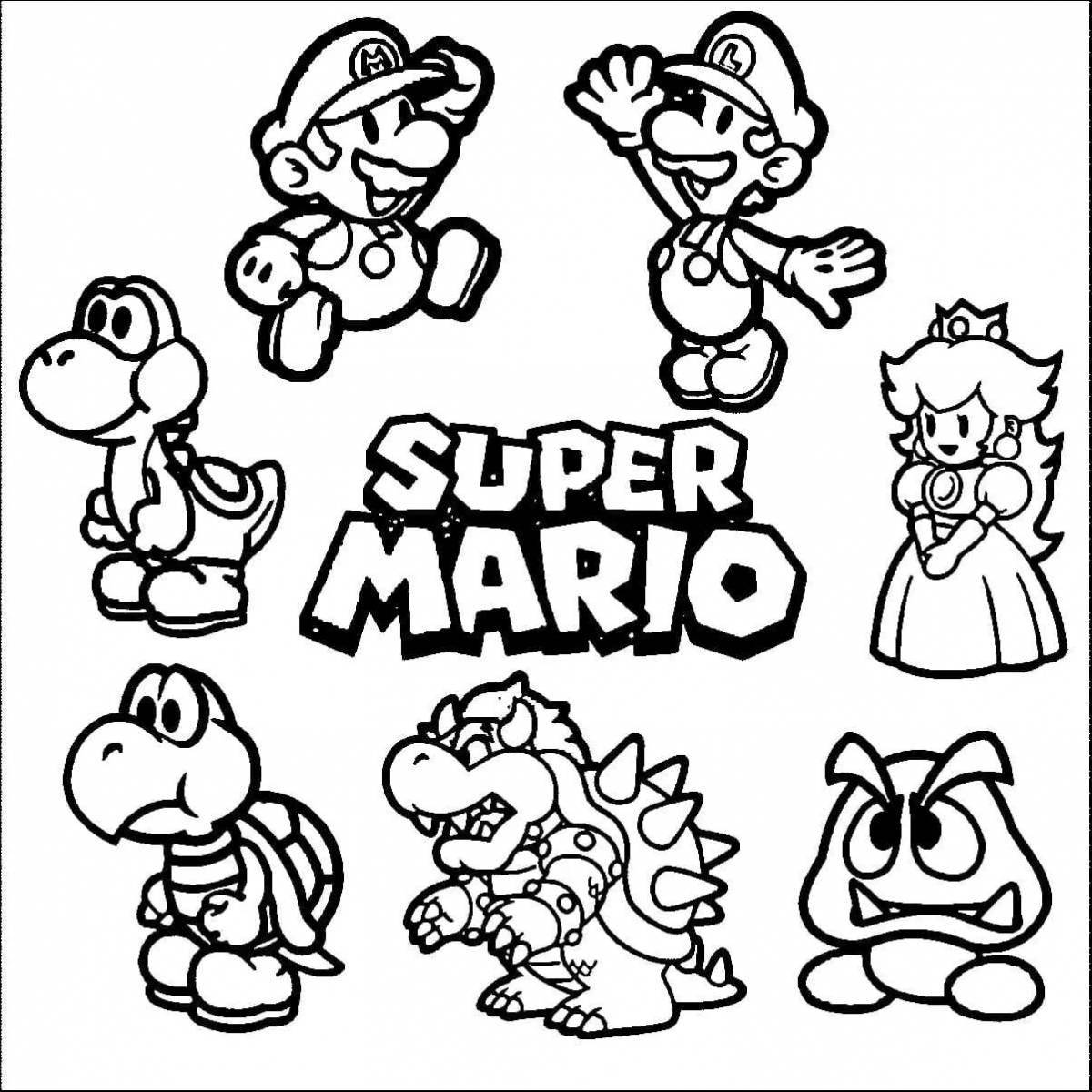 Coloured Mad Mario by Numbers Coloring Pages