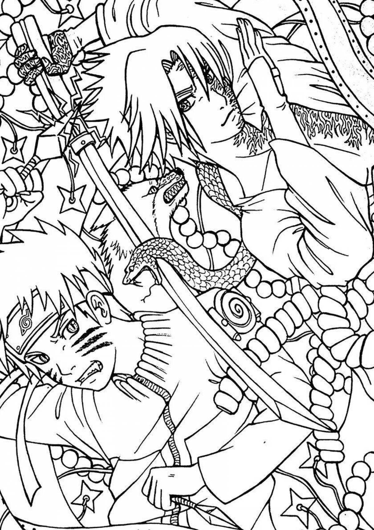 Coloring book shiny naruto anime boy