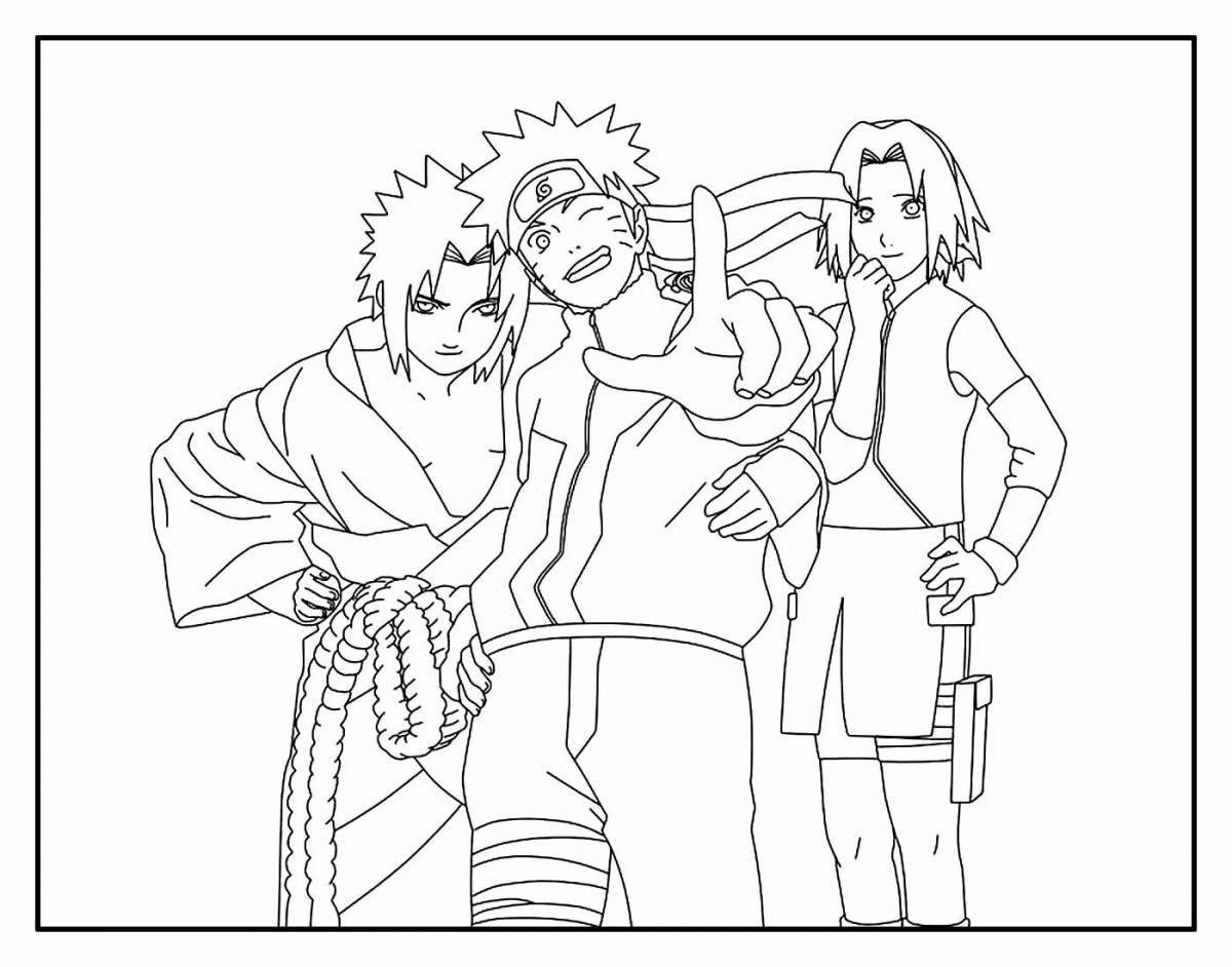 Naruto gorgeous anime boy coloring page