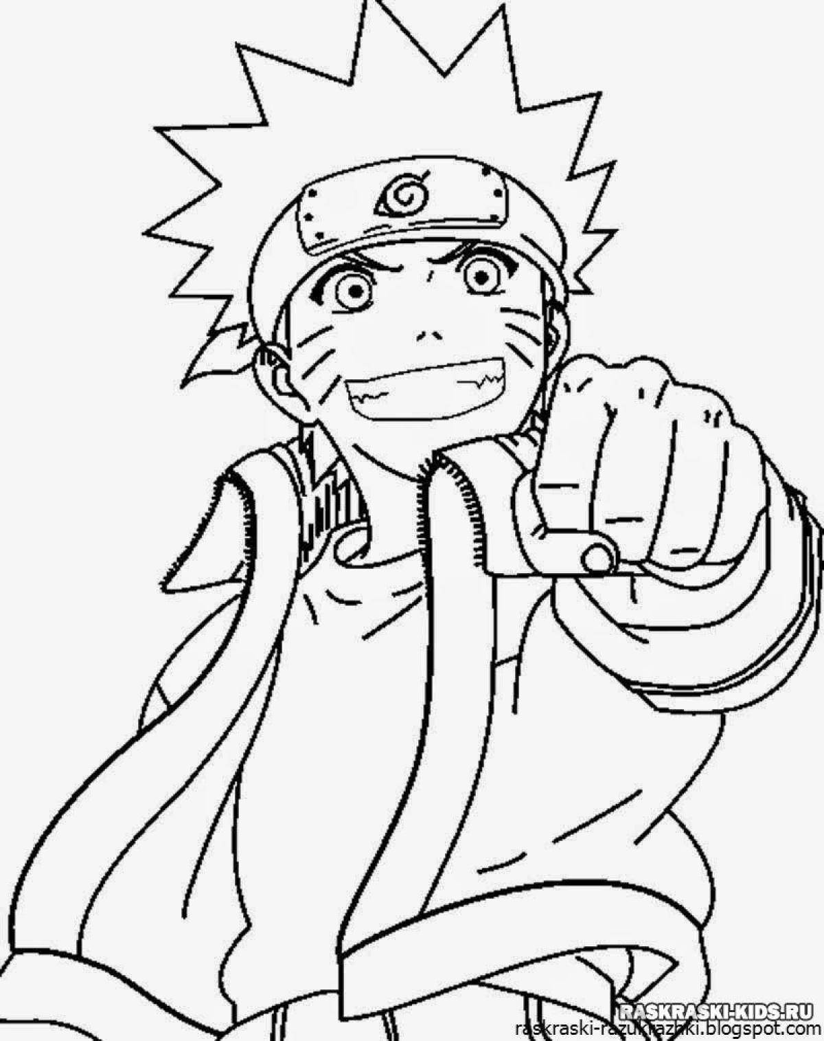 Naruto anime boy dynamic coloring page