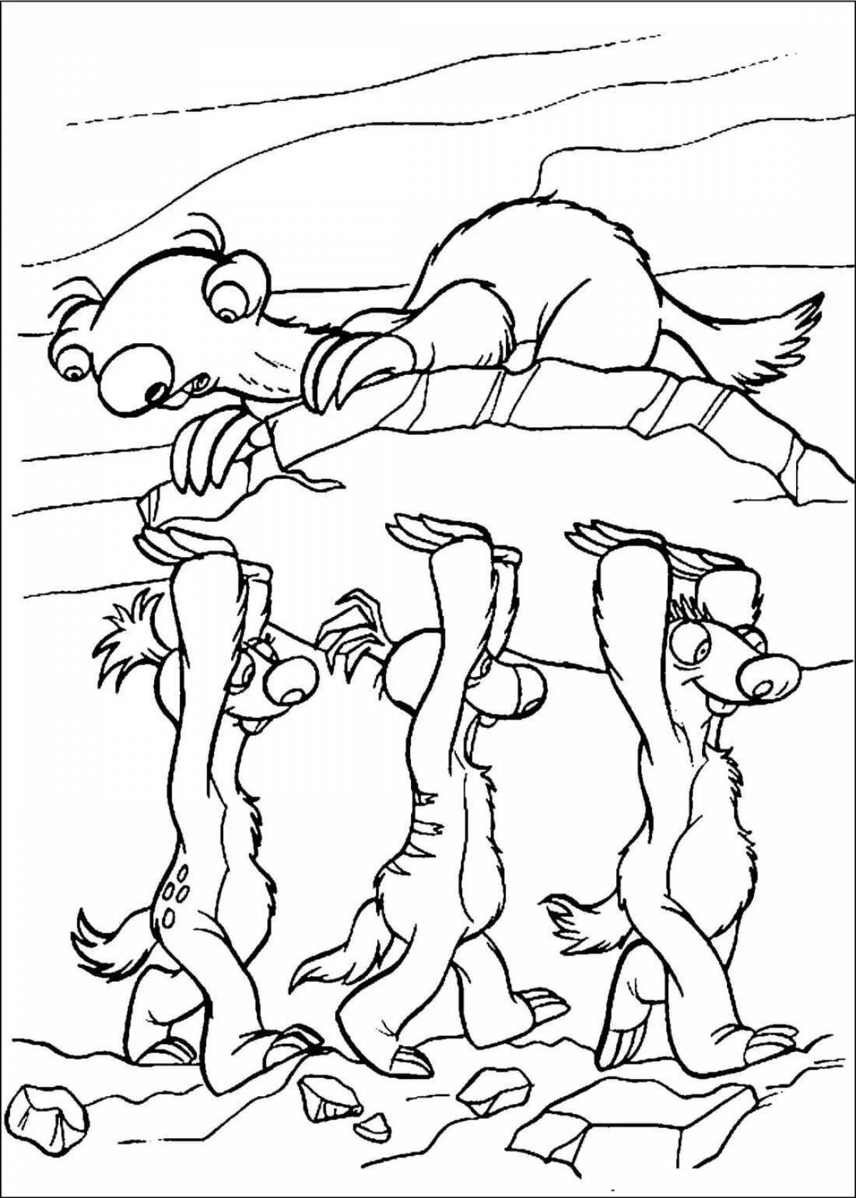 Playful ice age coloring page