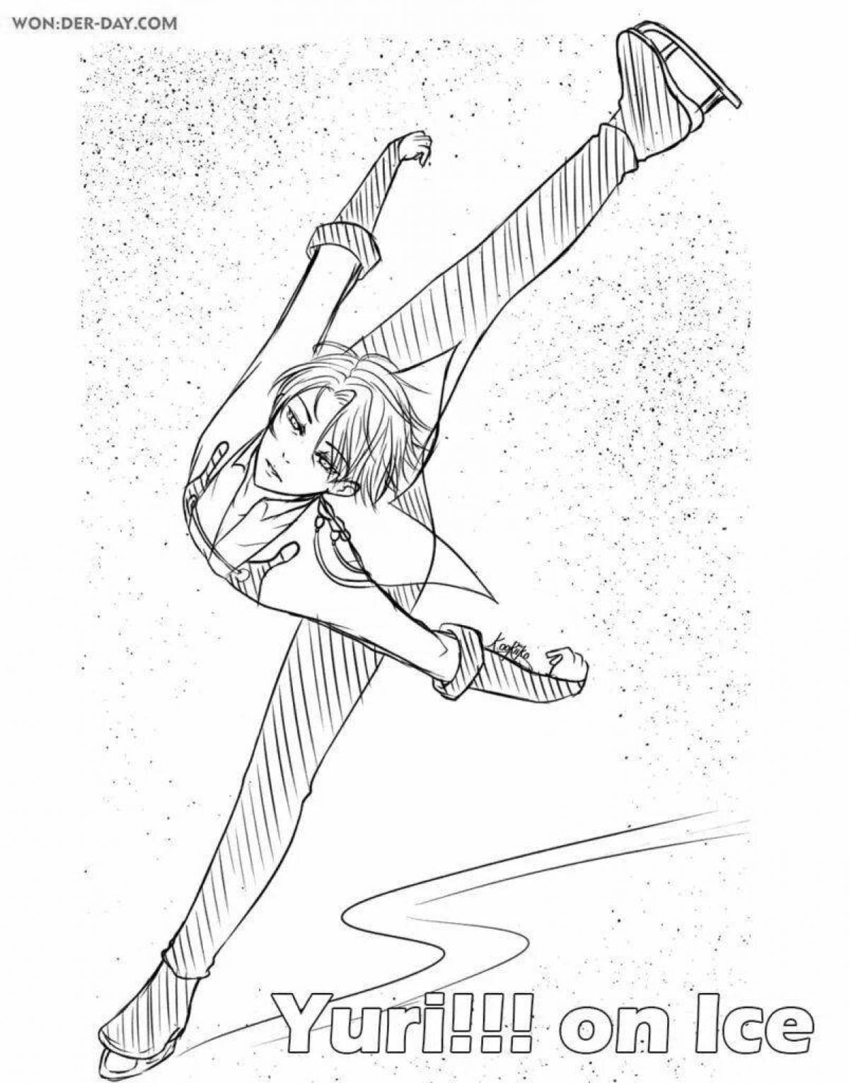 Coloring page charming yuri on ice