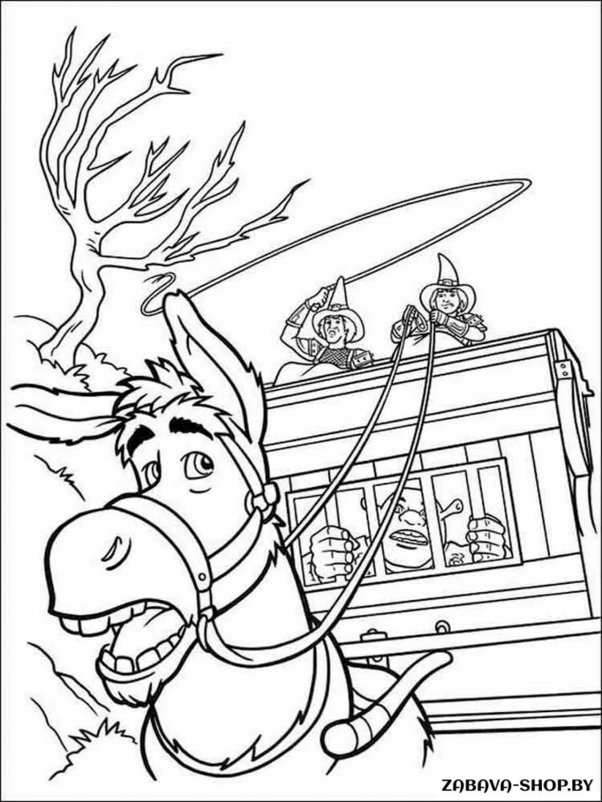 Adorable Donkey Coloring Page from Shrek