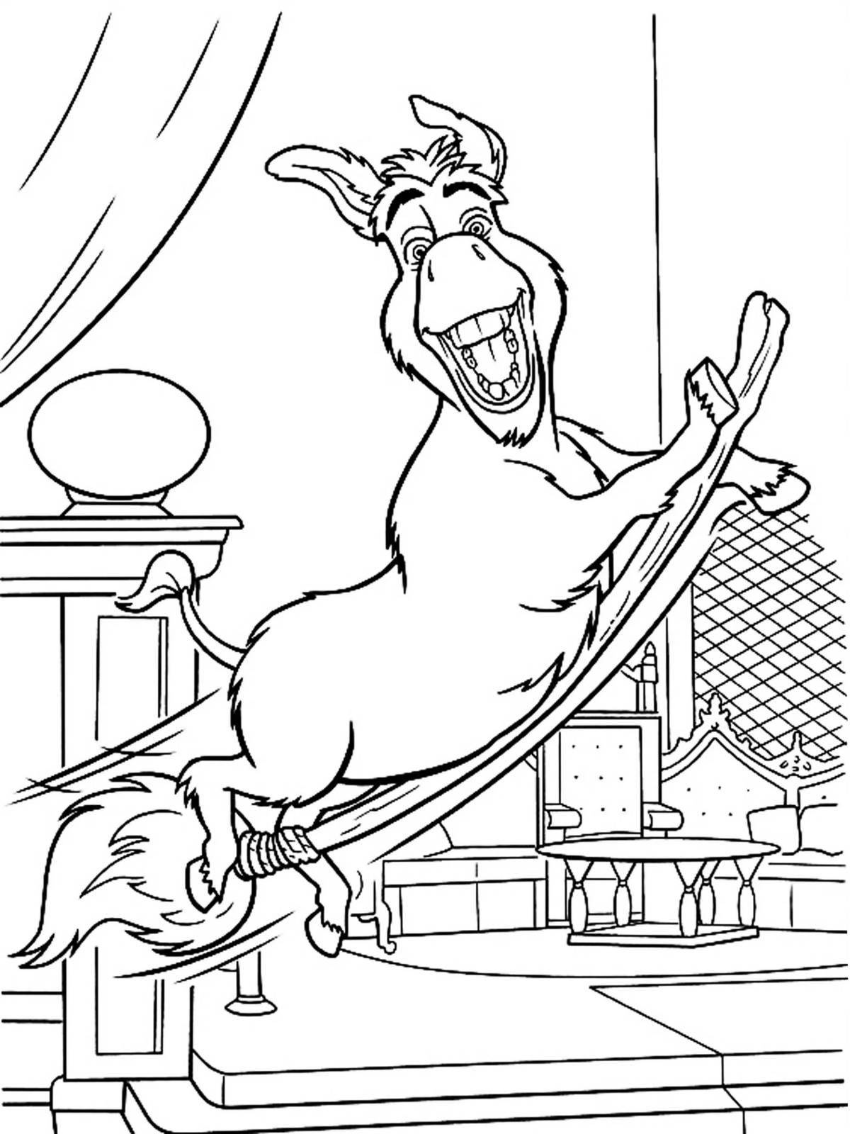 Zany coloring page ass from shrek