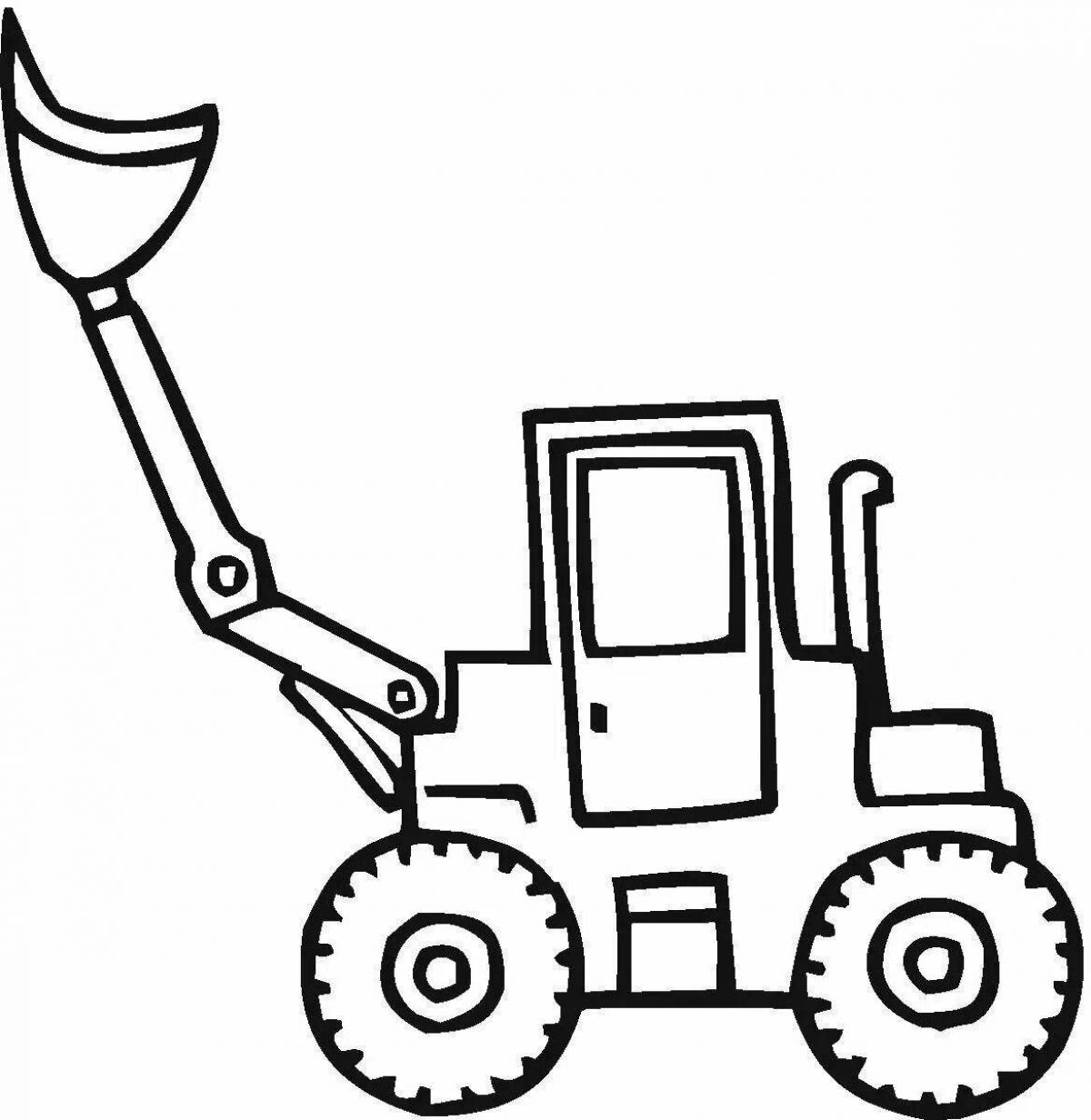 Bright excavator tractor coloring page
