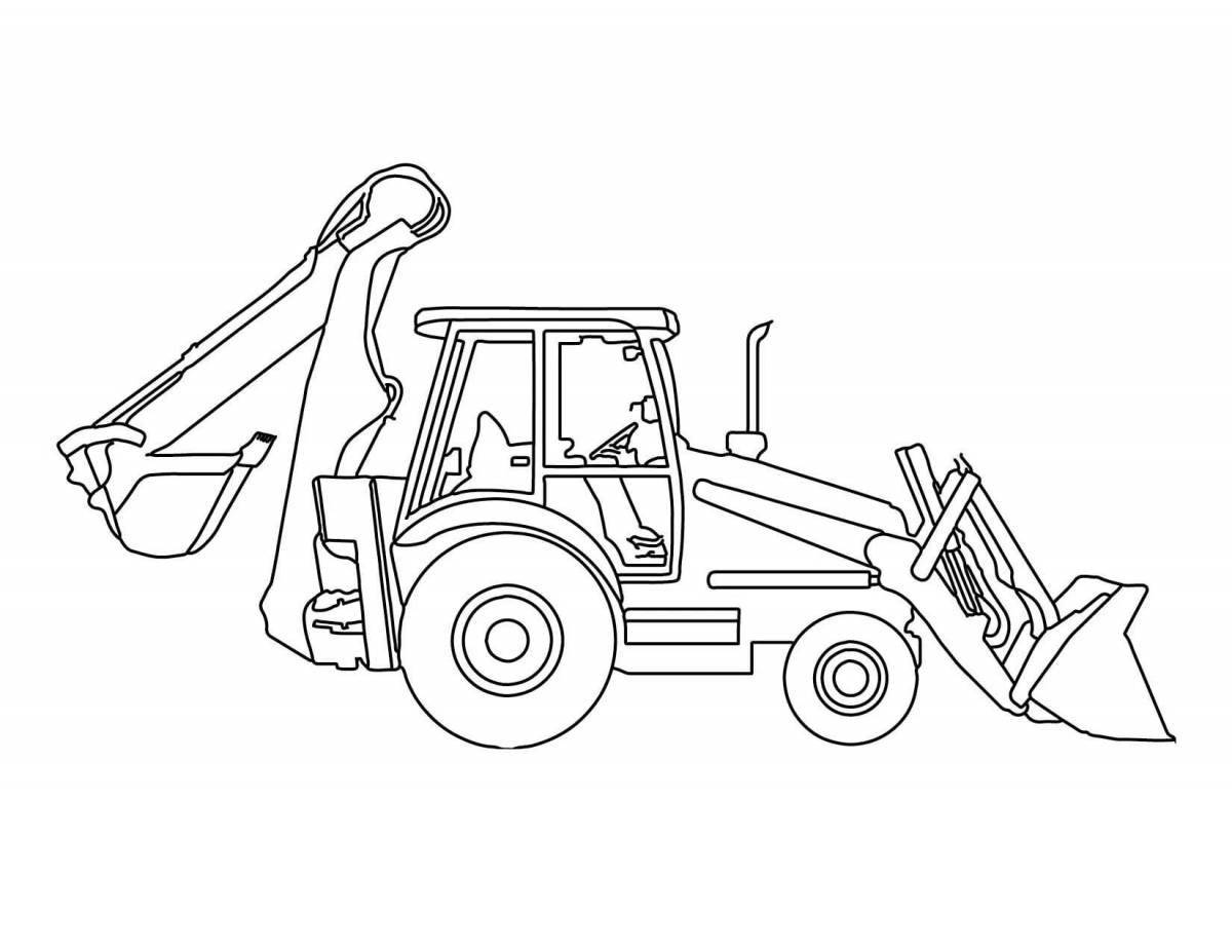 Exciting Tractor Excavator Coloring Page