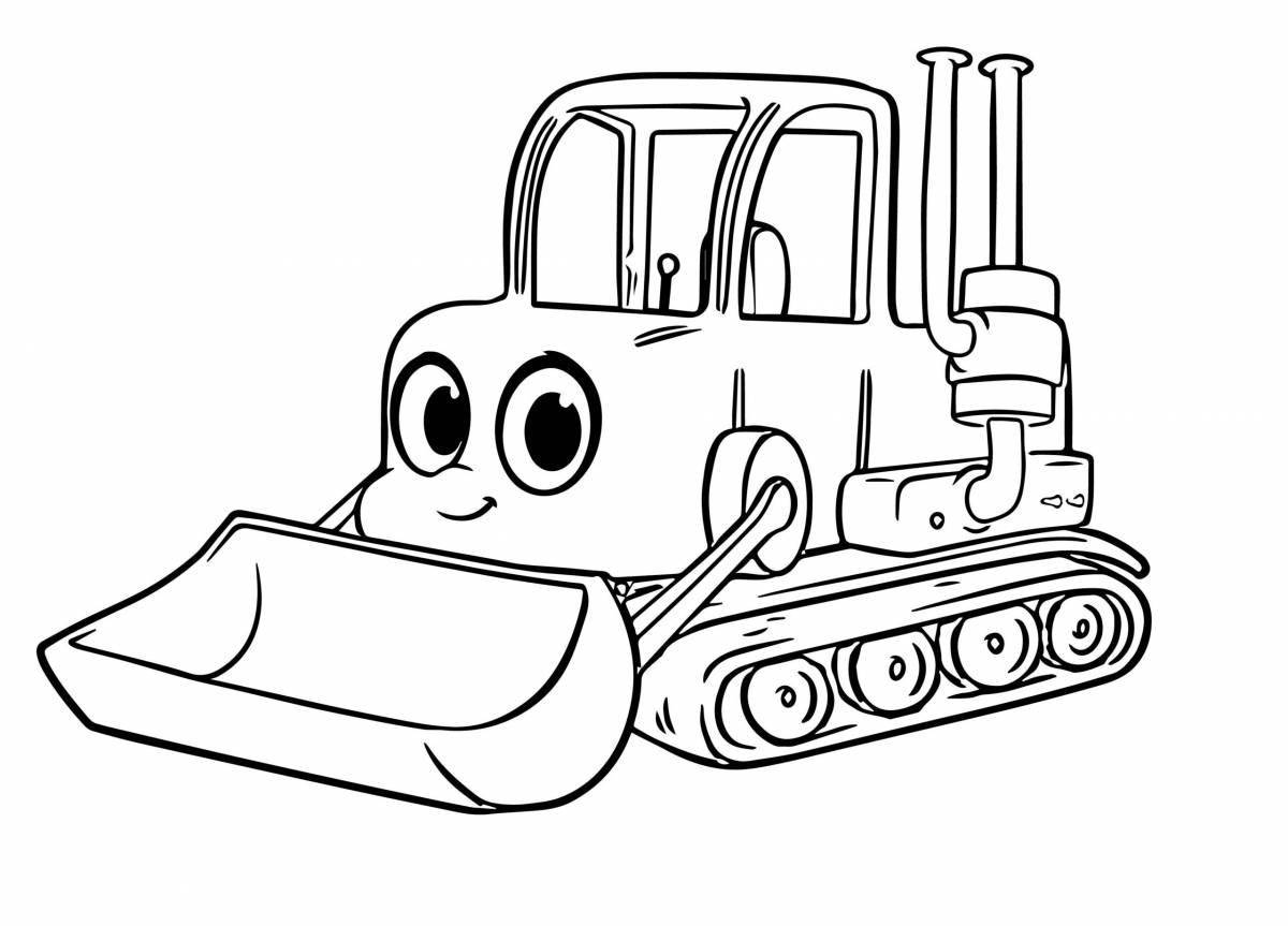 Adorable excavator tractor coloring page