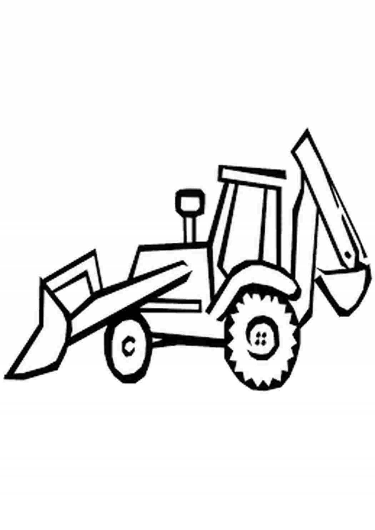 Intriguing tractor excavator coloring page