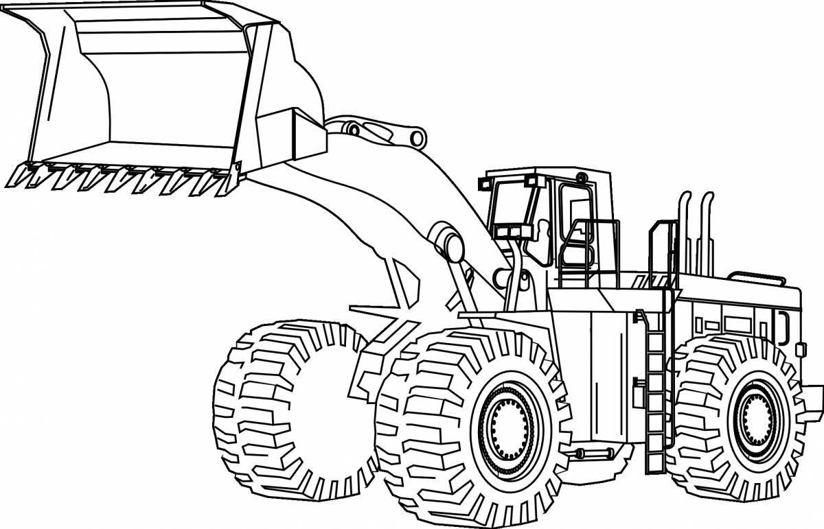 Coloring book magic tractor excavator