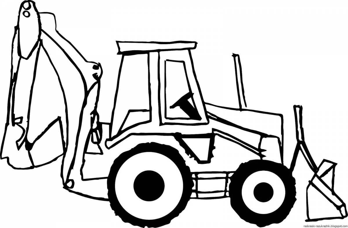 Coloring mystical tractor excavator