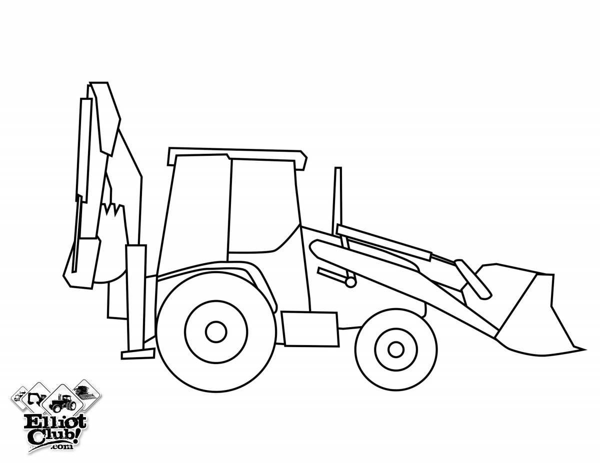 Coloring book gorgeous excavator tractor