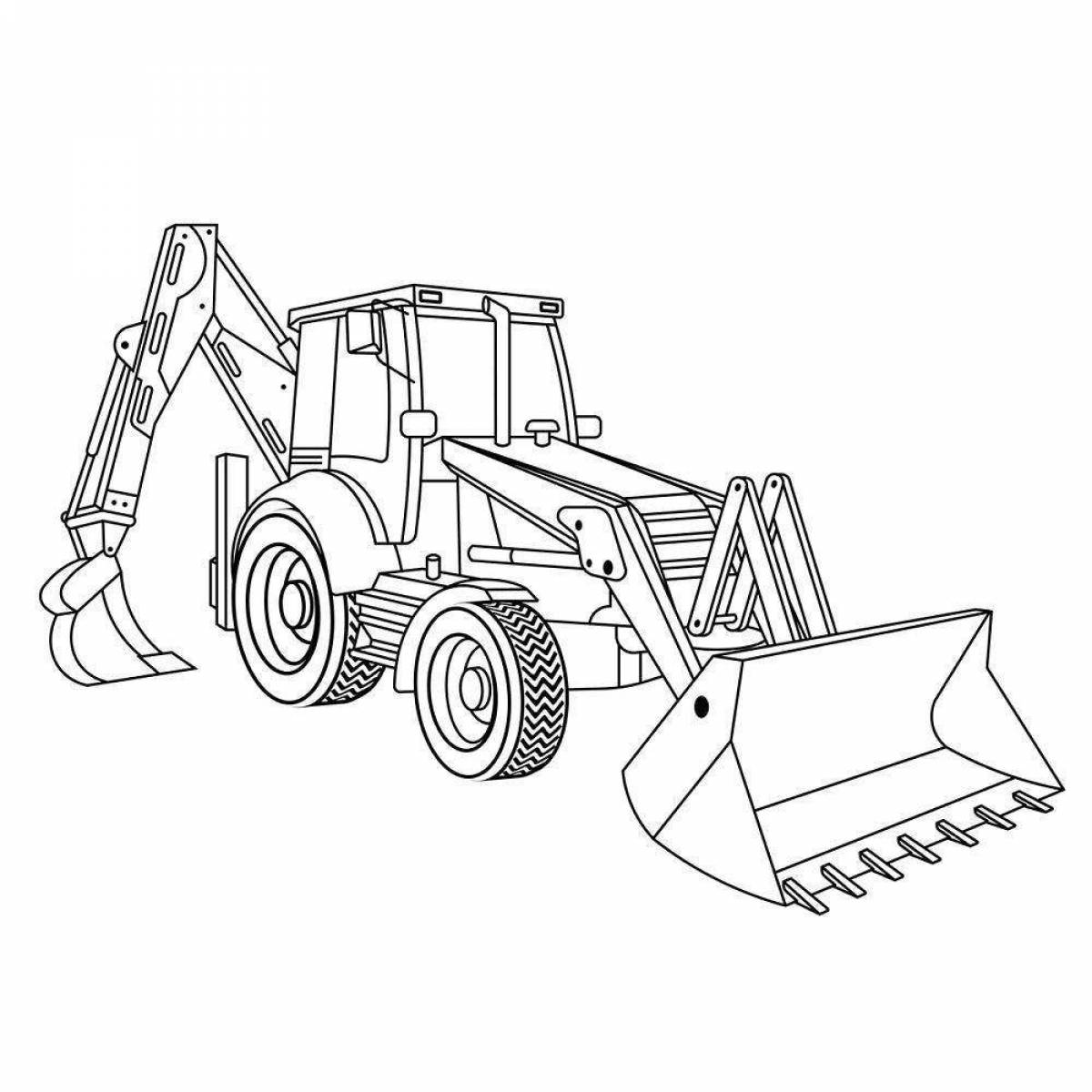 Excellent Tractor Excavator Coloring Page