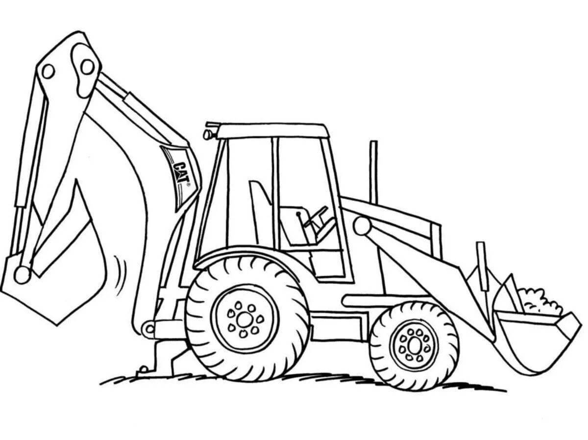 Coloring page exciting tractor excavator