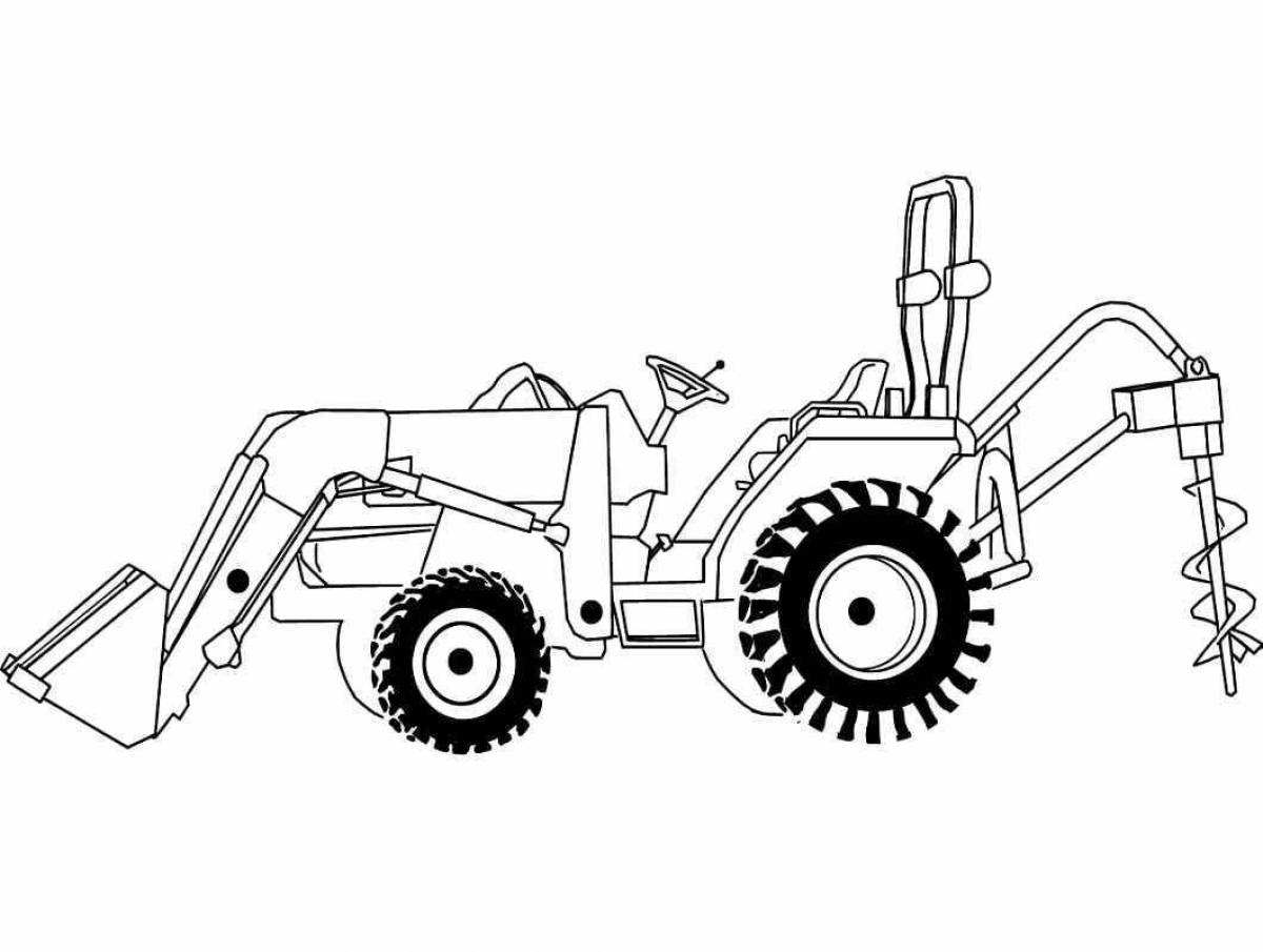 Раскраска уникальный трактор-экскаватор