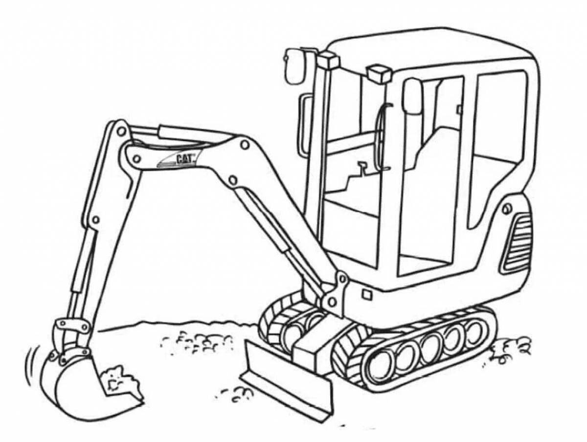 Fancy excavator tractor coloring page