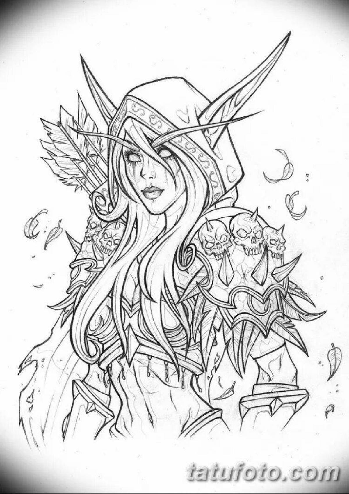 Colorful world of warcraft coloring page