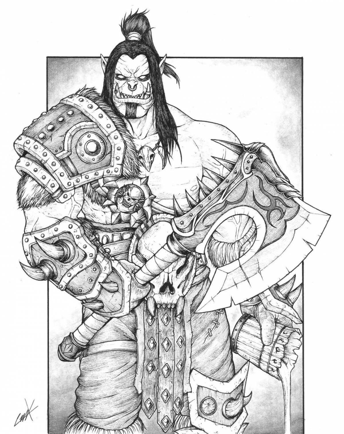 Colorfully drawn world of warcraft coloring page