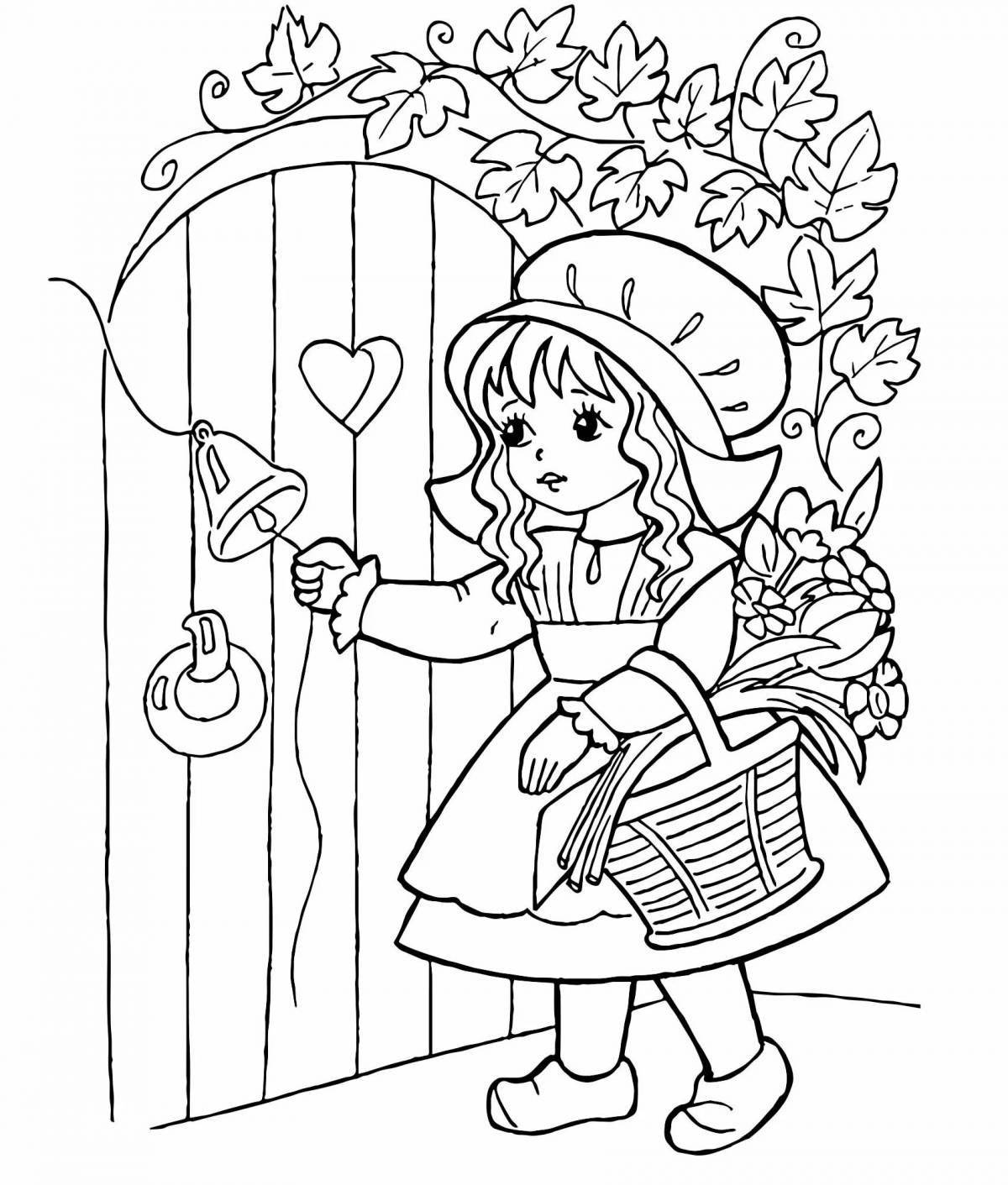 Coloring funny little red riding hood