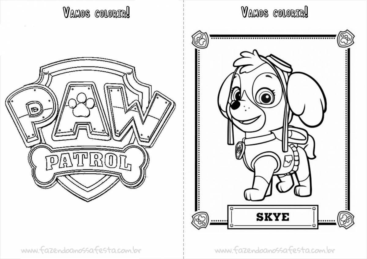 Coloring page glowing paw patrol