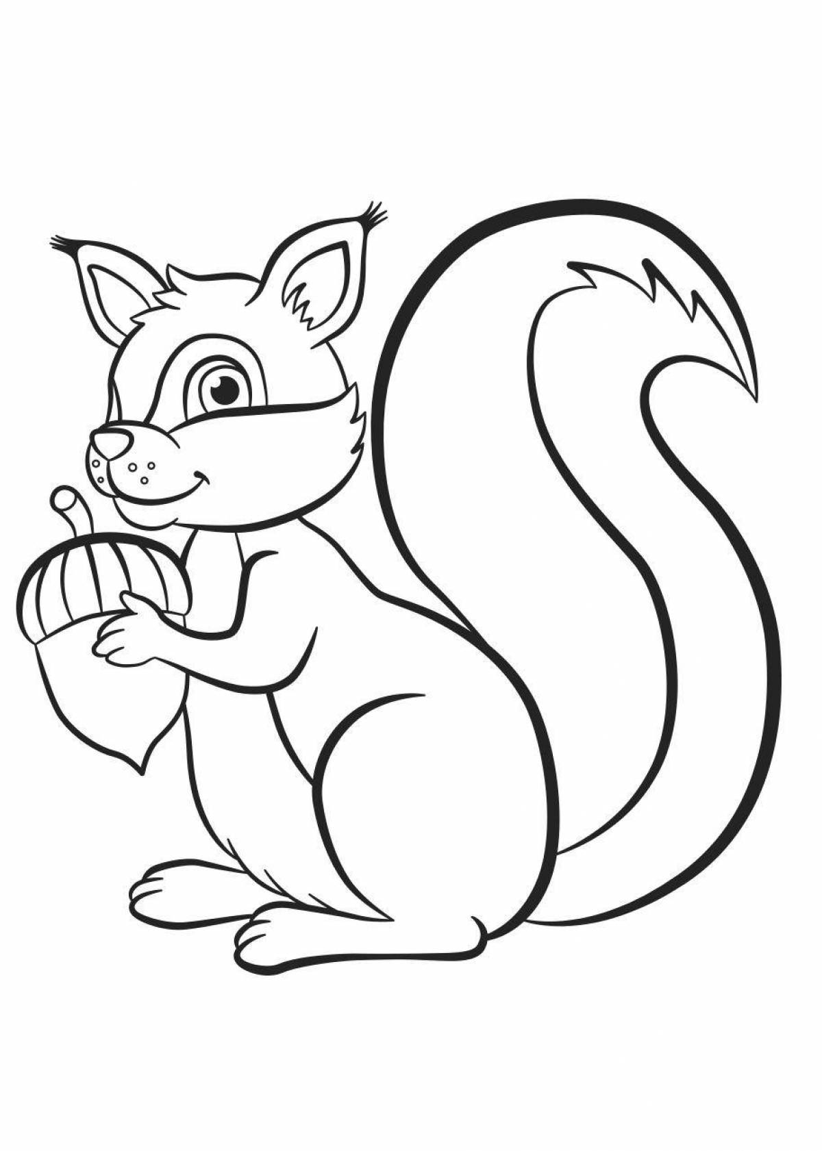 Coloring squirrel with nuts