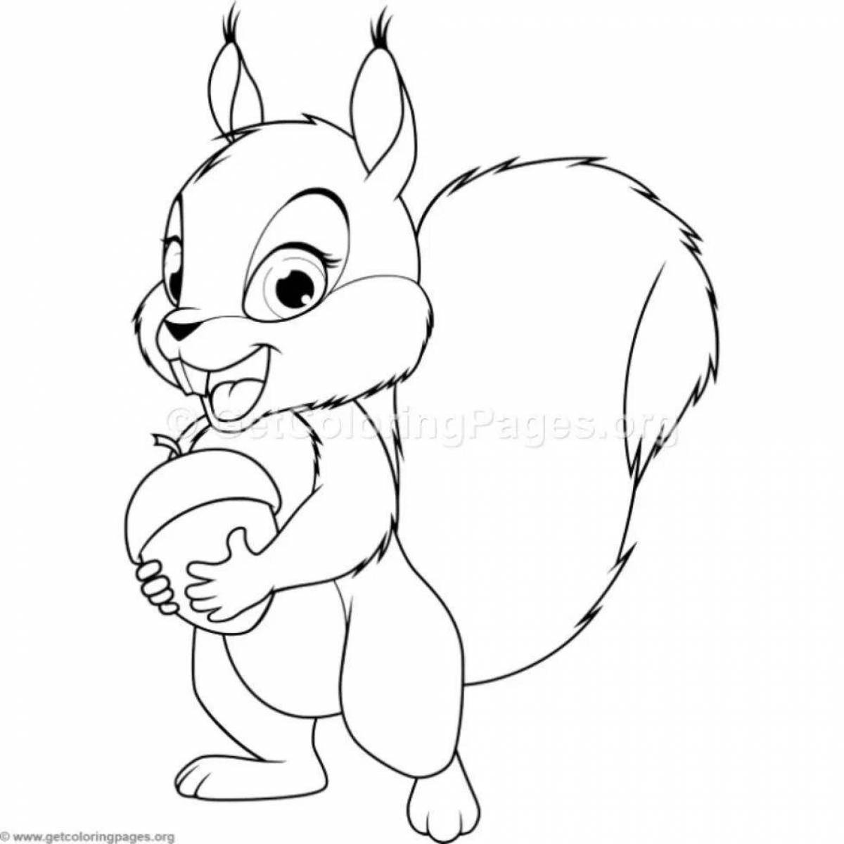 Violent squirrel coloring with nuts