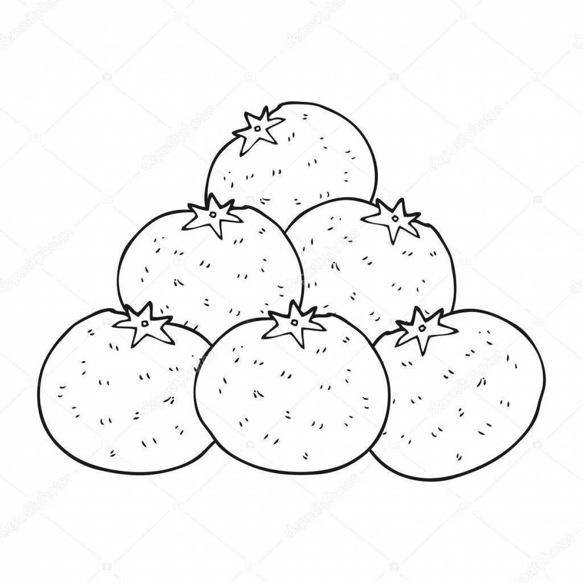 Glowing tangerines and oranges coloring page