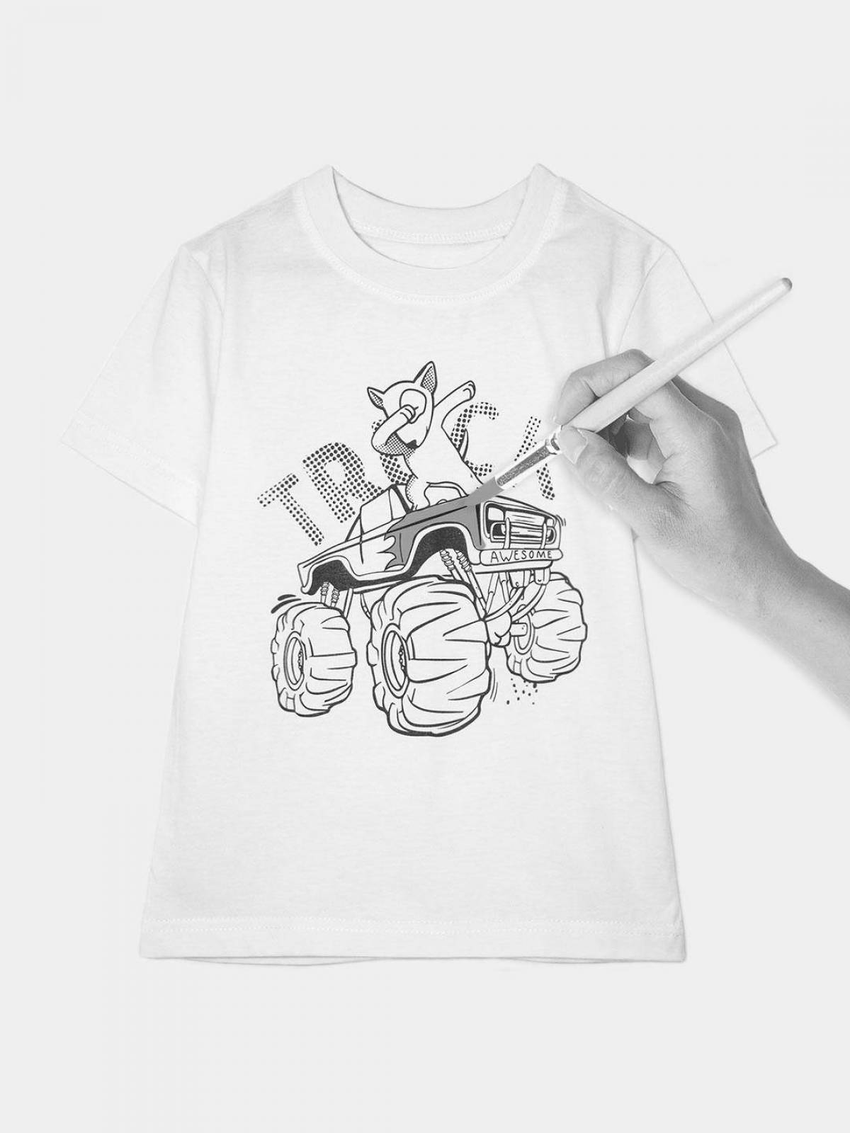 Coloring book with an attractive t-shirt for a boy
