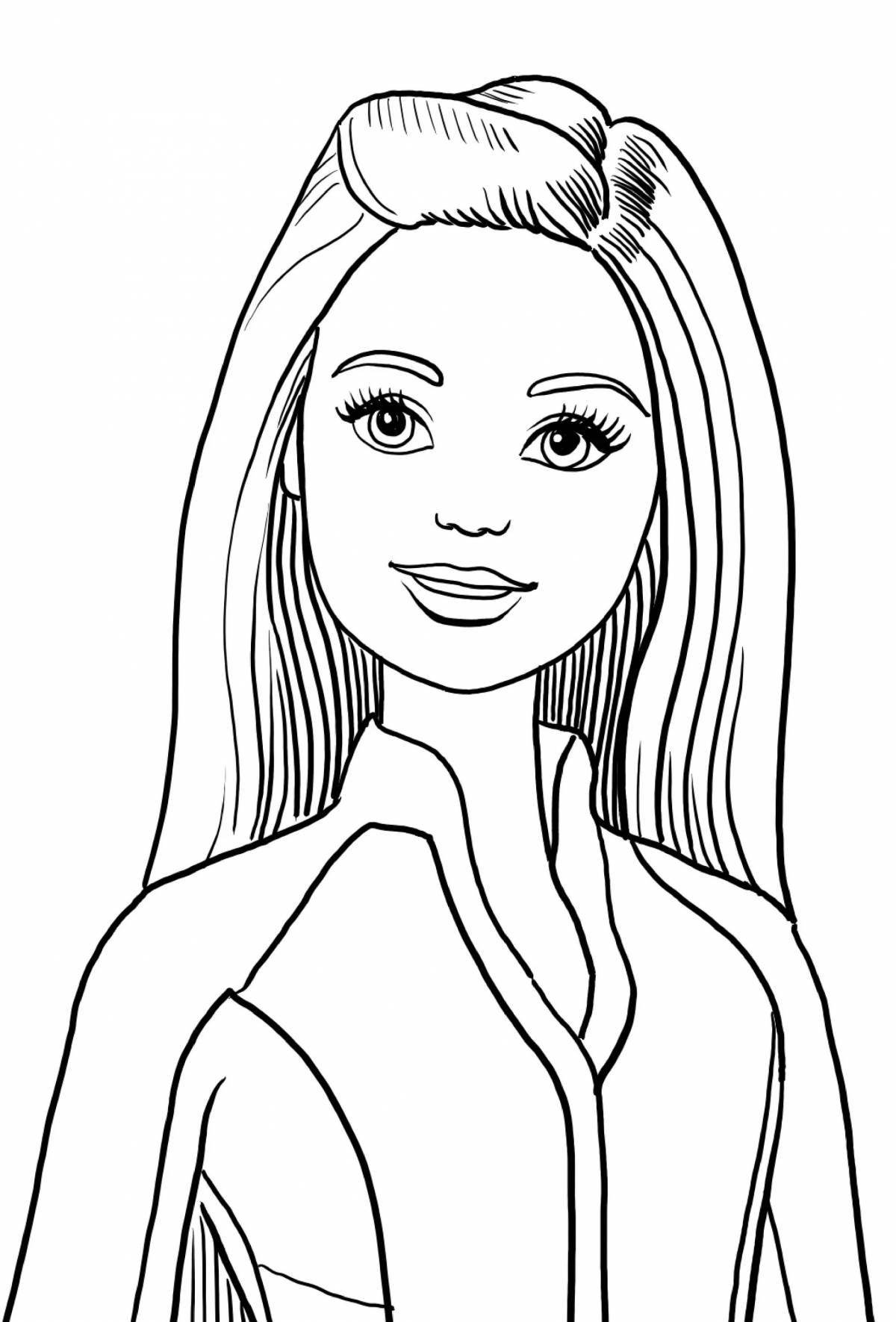Glowing make-up doll coloring page