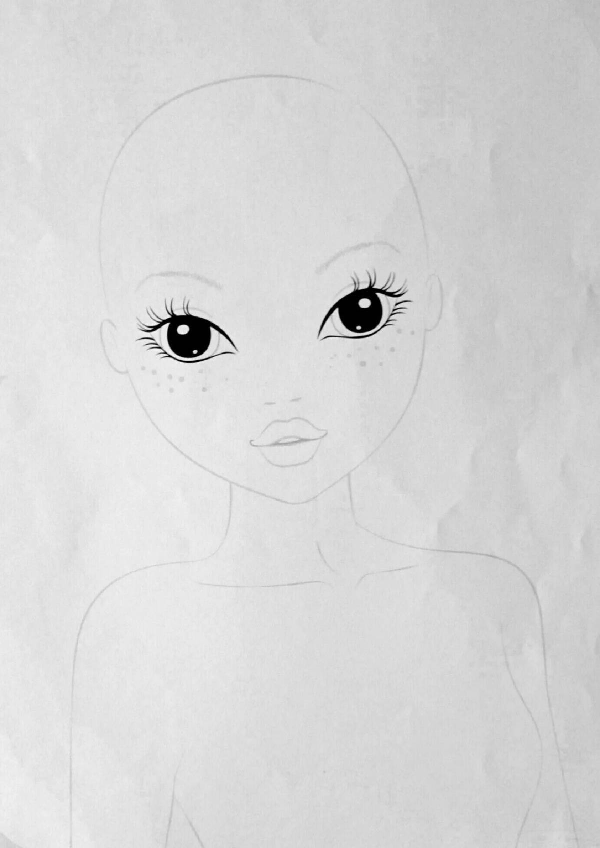 Glitter makeup doll coloring page