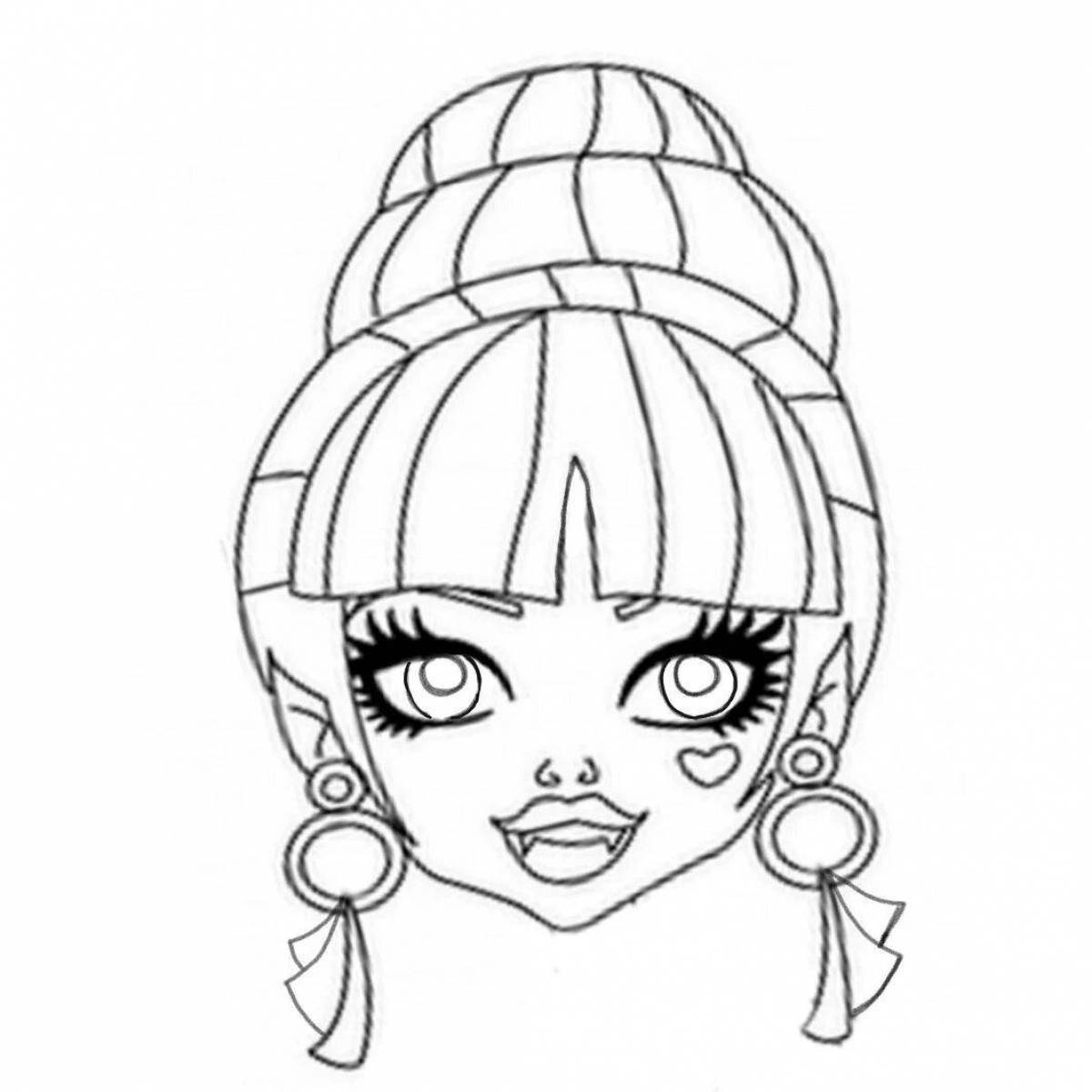 Coloring page dazzling makeup doll