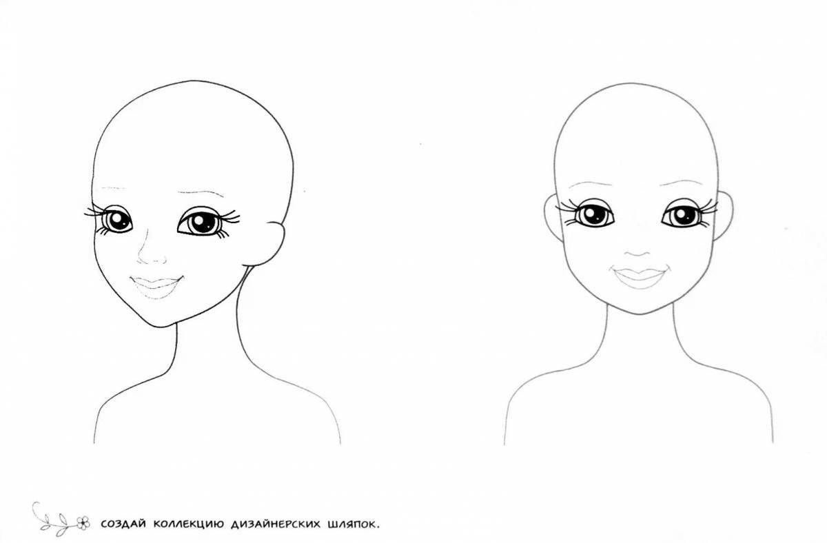 Coloring book mesmerizing doll with makeup