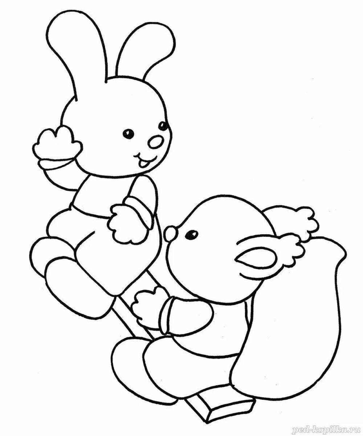 Adorable rabbit and squirrel coloring book