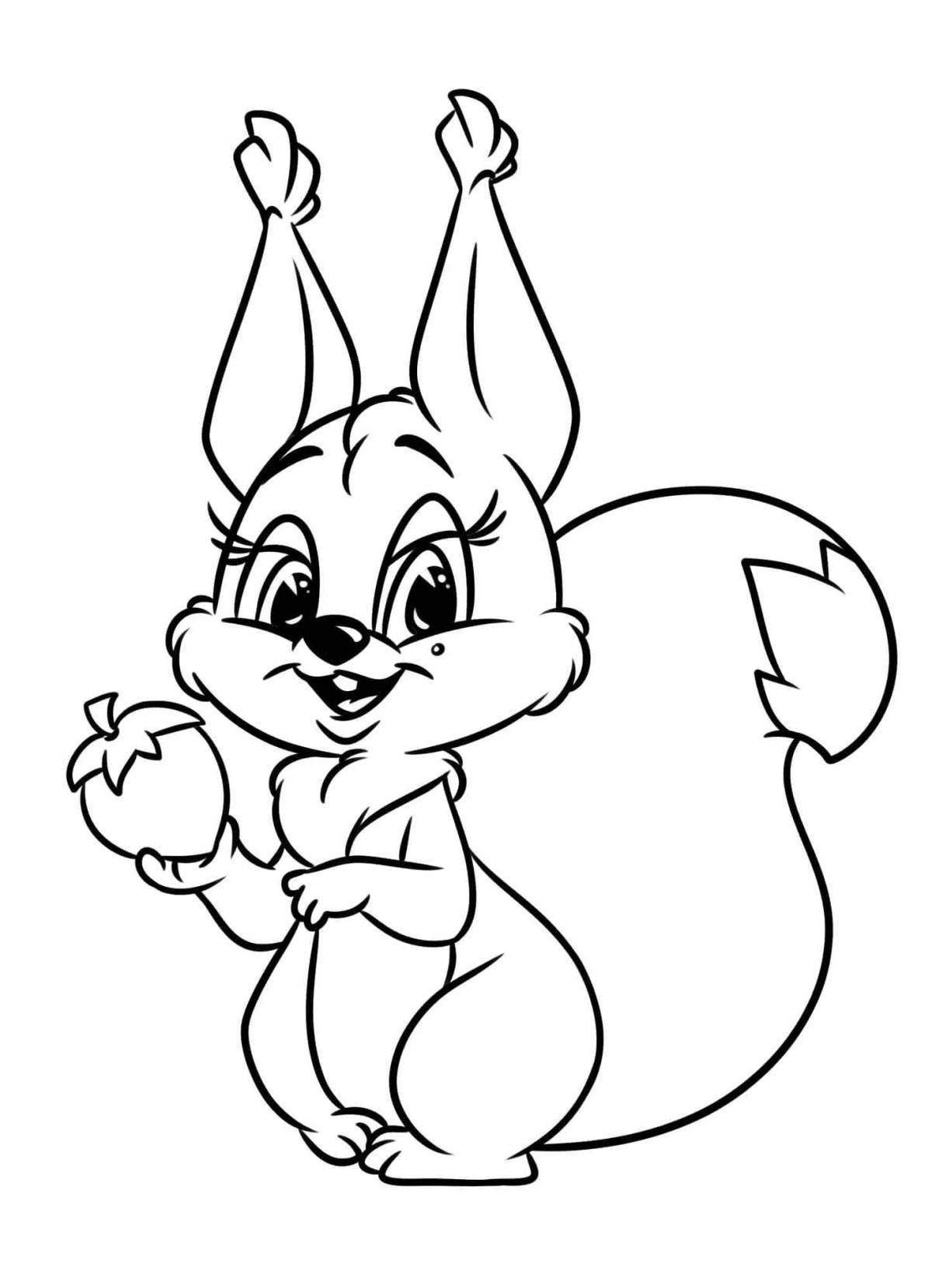 Playful rabbit and squirrel coloring book