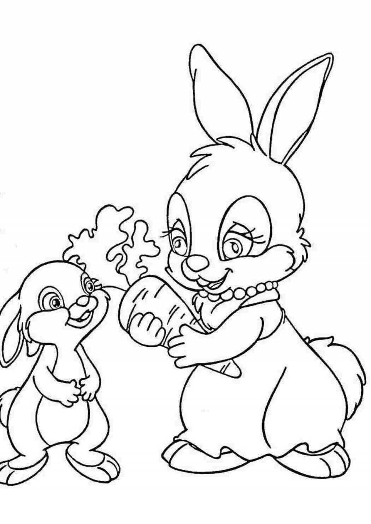 Яркая раскраска кролик и белка