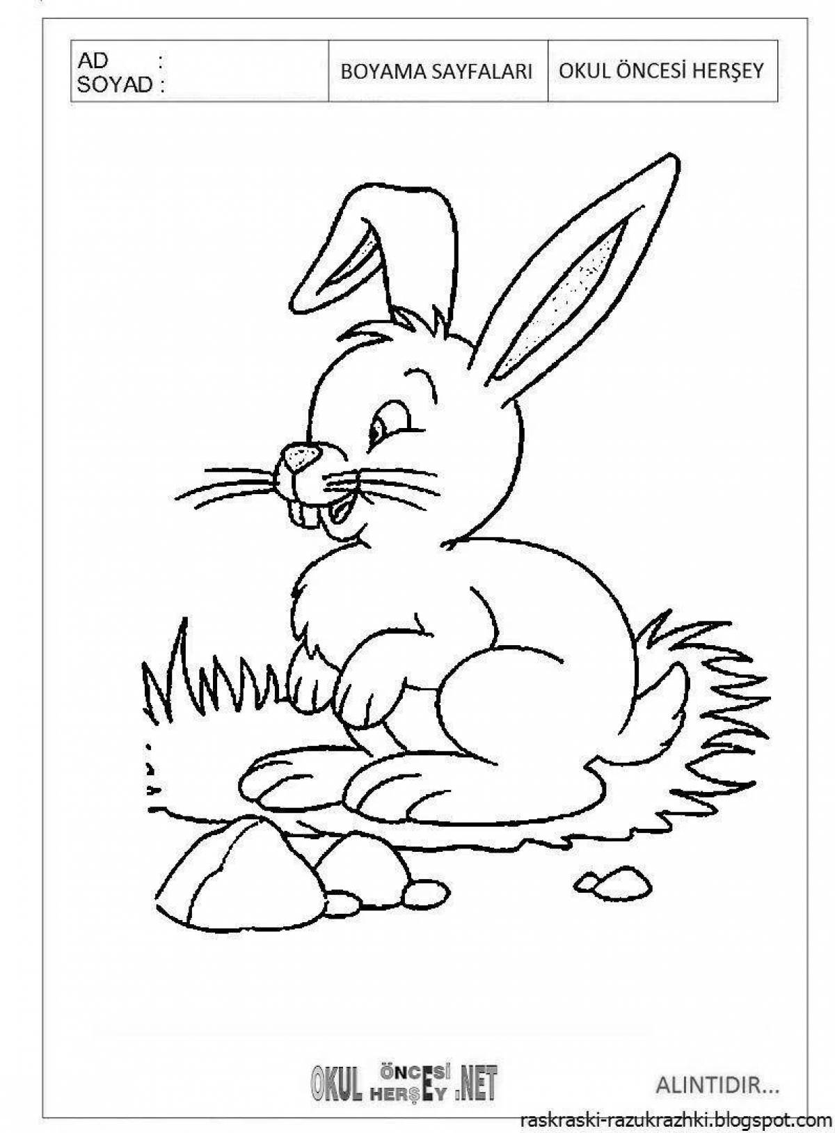 Playtime coloring page bunny and squirrel