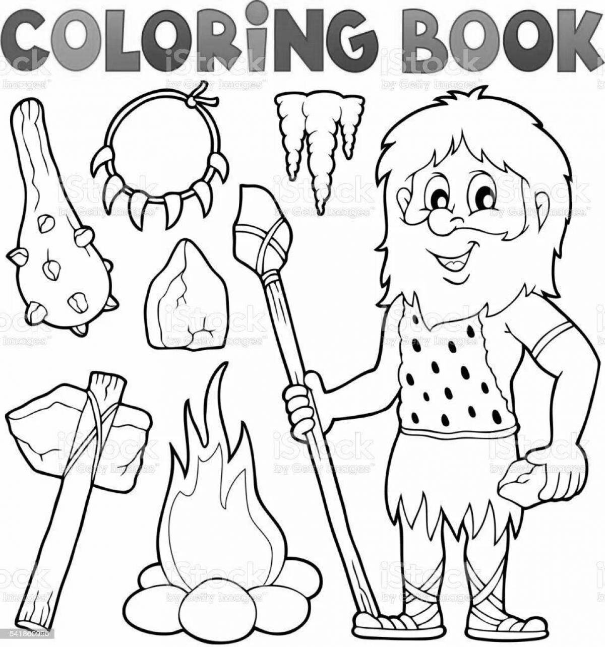 Tempting prehistoric occupation coloring page